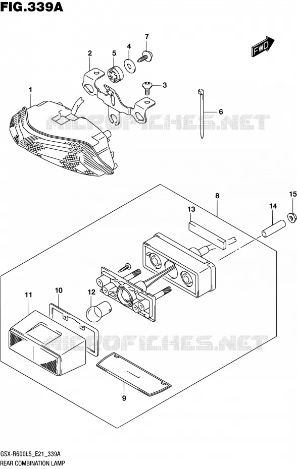ENSEMBLE FEU ARRIERE (GSX-R600L5 E21) Suzuki MOTO 600 GSX-R 2015  GSX-R600UF L5 (E21)