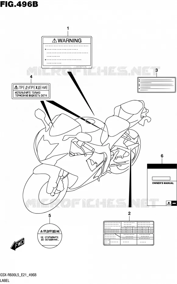 ETIQUETTE (GSX-R600UFL5 E21) Suzuki MOTO 600 GSX-R 2015  GSX-R600UF L5 (E21)