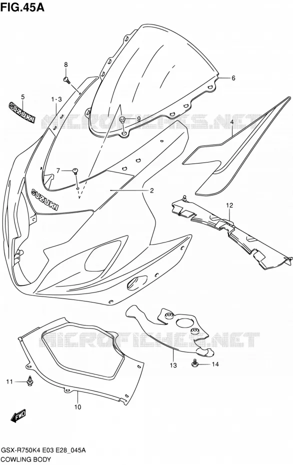 CARENAGES - ETIQUETTES (MODELE K5) Suzuki MOTO 750 GSX-R 2004  GSX-R750 K5/GSX-R750X K5 (E03,E28,E33)