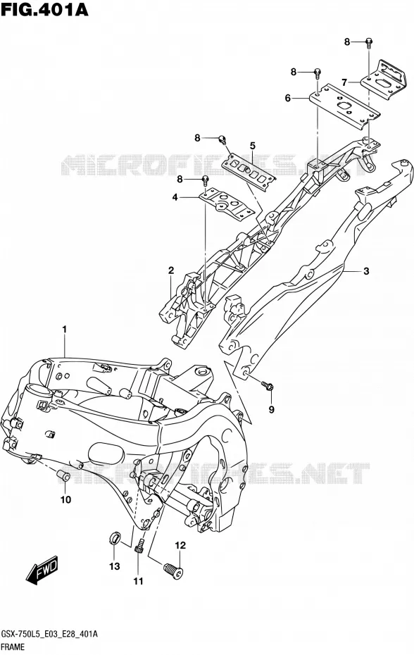 CADRE Suzuki MOTO 750 GSX-R 2015  GSX-R750 L5 (E03,E28,E33)