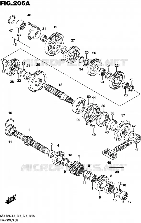TRANSMISSION Suzuki MOTO 750 GSX-R 2015  GSX-R750 L5 (E03,E28,E33)