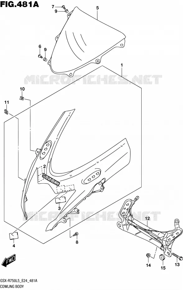 CARENAGES - ETIQUETTES Suzuki MOTO 750 GSX-R 2015  GSX-R750 L5 (E24)