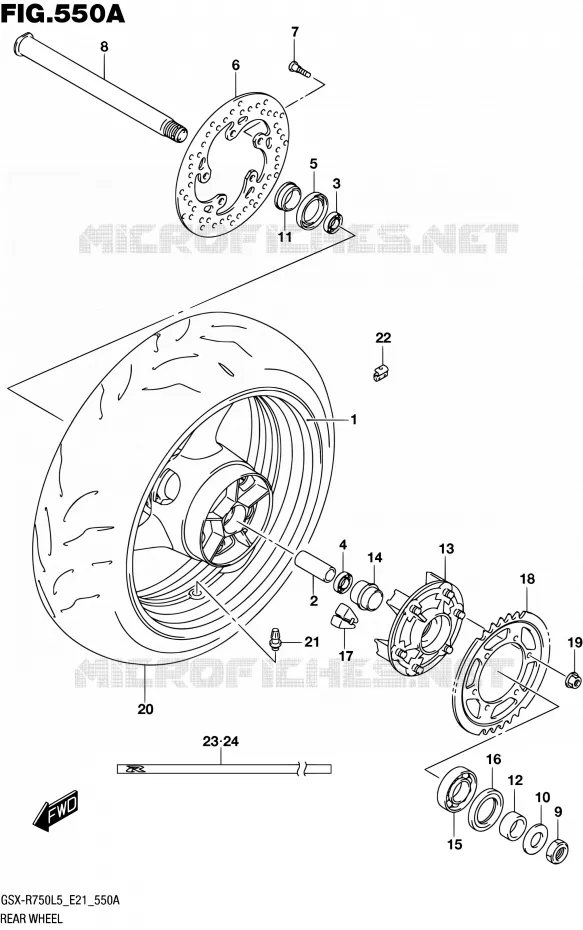ROUE ARRIERE Suzuki MOTO 750 GSX-R 2015  GSX-R750UF L5 (E21)
