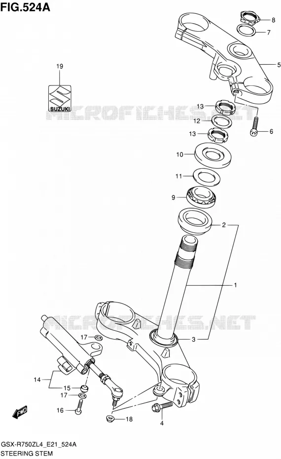 COLONNE DE DIRECTION Suzuki MOTO 750 GSX-R 2014  GSX-R750ZUF L4 (E21)