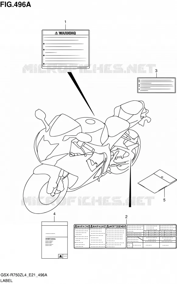 ETIQUETTE (GSX-R750ZL4 E21) Suzuki MOTO 750 GSX-R 2014  GSX-R750ZUF L4 (E21)