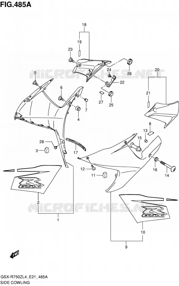 FLANCS DE CARENAGES Suzuki MOTO 750 GSX-R 2014  GSX-R750ZUF L4 (E21)