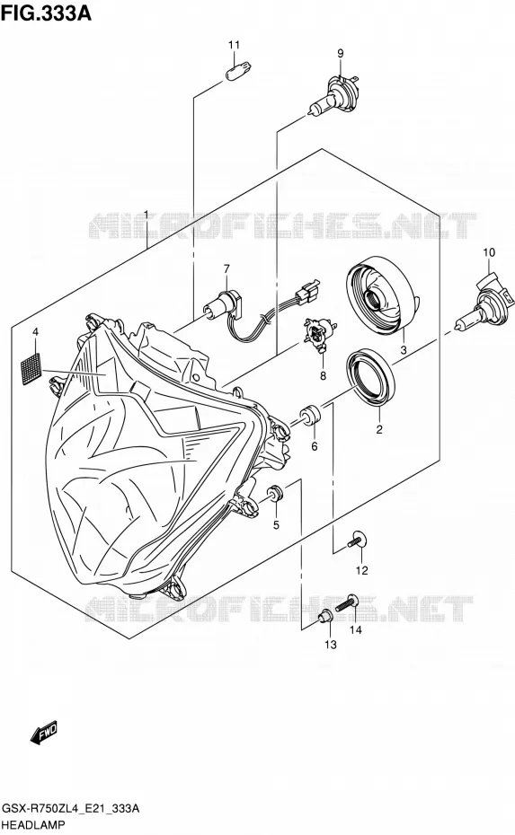 PHARE Suzuki MOTO 750 GSX-R 2014  GSX-R750ZUF L4 (E21)