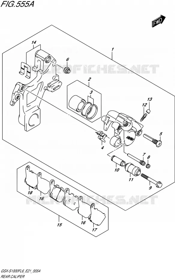 ETRIER DE FREIN ARRIERE Suzuki MOTO 1000 GSX-S 2015  GSX-S1000FUF L6 (E21)