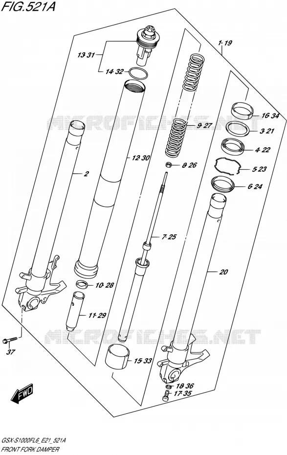 FOURCHE Suzuki MOTO 1000 GSX-S 2016  GSX-S1000FUF L6 (E21)