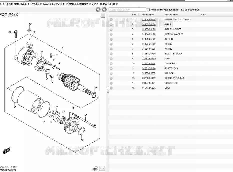 REPOSE PIED Suzuki MOTO 250 INAZUMA 2015  GW250 L5 (P71)