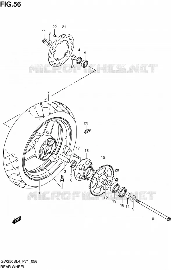 ROUE ARRIERE Suzuki MOTO 250 INAZUMA 2014  GW250S L4 (P71)