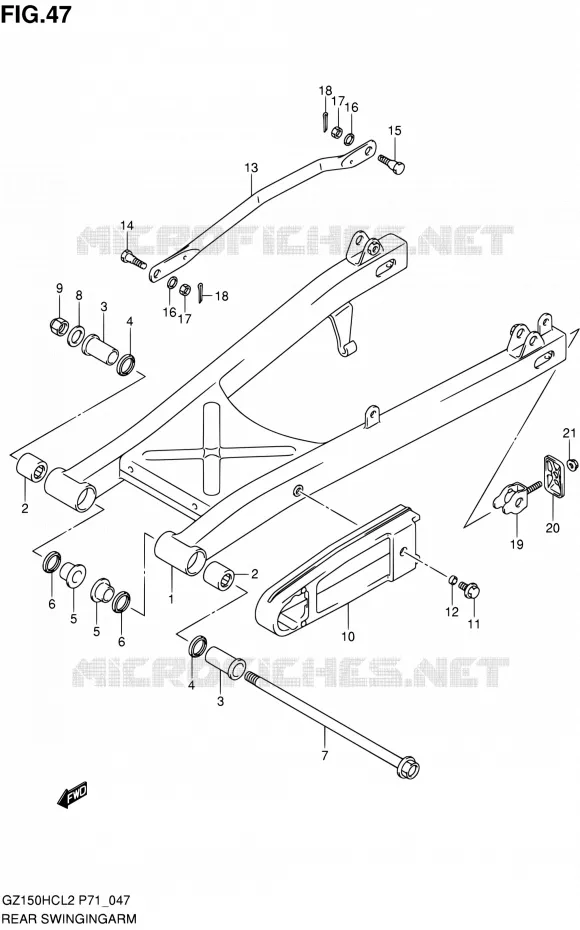 BRAS OSCILLANT ARRIERE Suzuki MOTO 150 GZ 2012  GZ150HC L2 (P71)