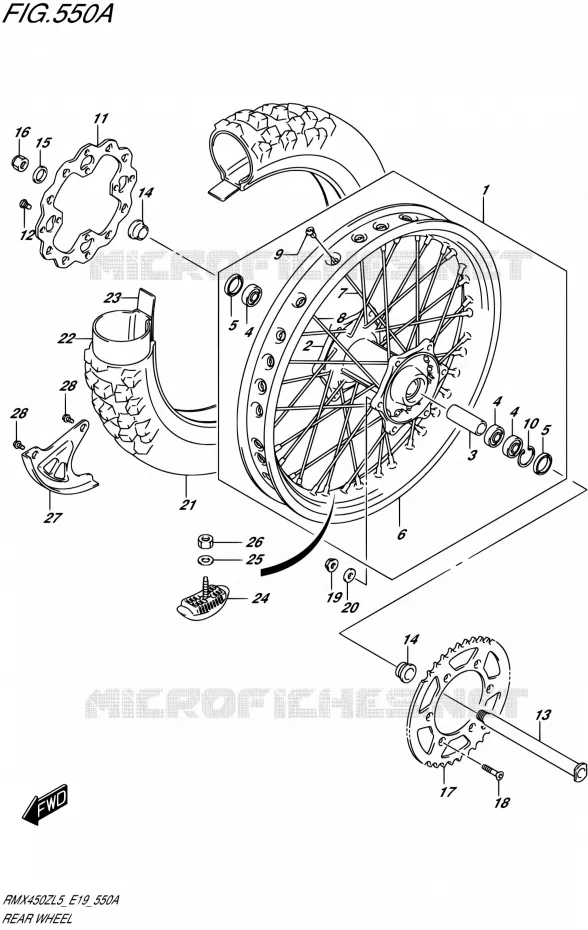 ROUE ARRIERE Suzuki MOTO 450 RMX 2015  RMX450Z L5 (E19)