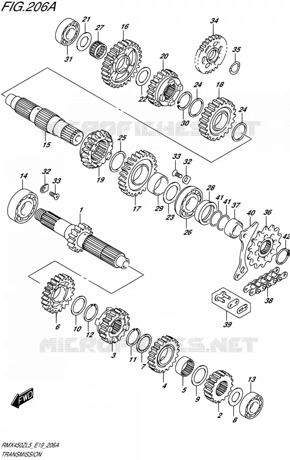 TRANSMISSION Suzuki MOTO 450 RMX 2015  RMX450Z L5 (E19)