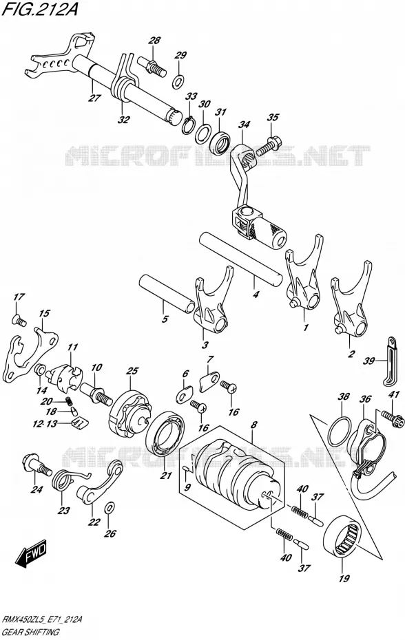 ENSEMBLE SELECTEUR DE VITESSES Suzuki MOTO 450 RMX 2015  RMX450Z L5 (E71)