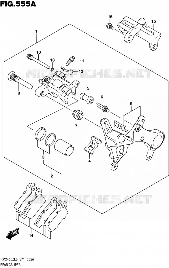 ETRIER DE FREIN ARRIERE Suzuki MOTO 450 RMX 2016  RMX450Z L6 (E71)