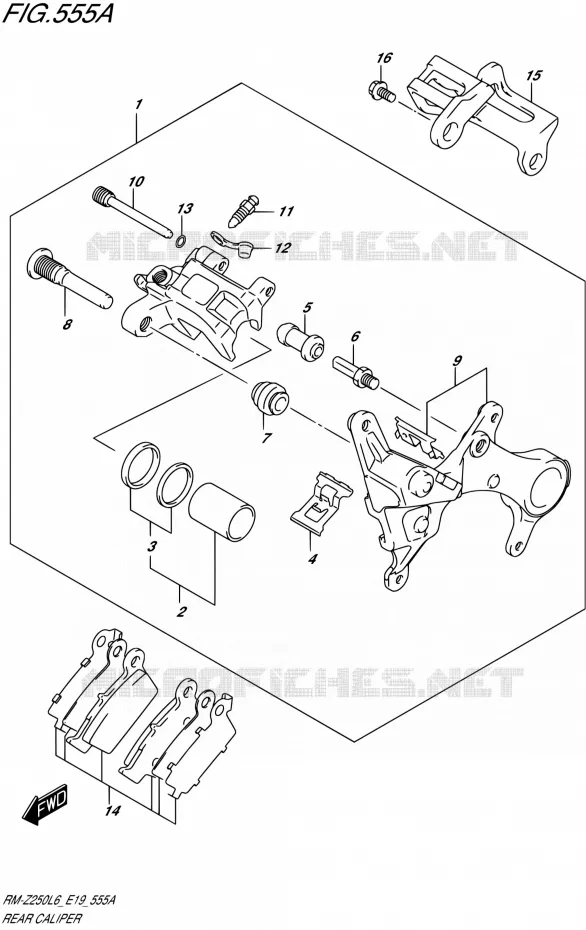 ETRIER DE FREIN ARRIERE Suzuki MOTO 250 RM-Z 2016  RM-Z250 L6 (E19)