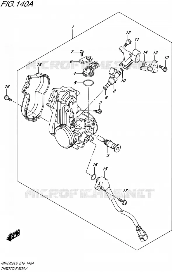 CORPS DE PAPILLON Suzuki MOTO 450 RM-Z 2016  RM-Z450 L6 (E19)