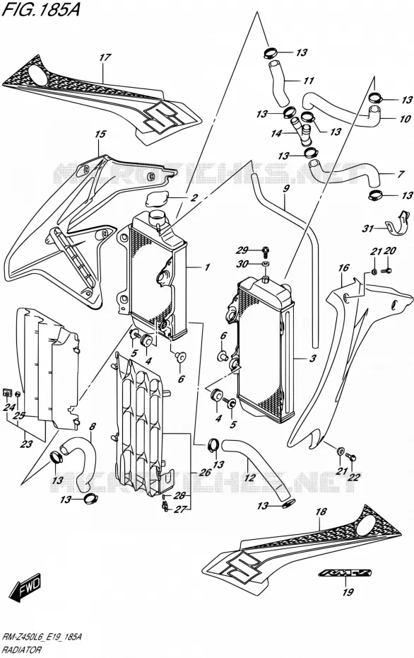 RADIATEUR Suzuki MOTO 450 RM-Z 2016  RM-Z450 L6 (E19)