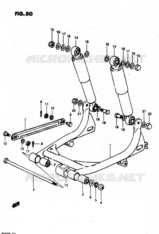 BRAS OSCILLANT ARRIERE (E41) Suzuki MOTO 50 VAN-VAN 1981  RV50 X