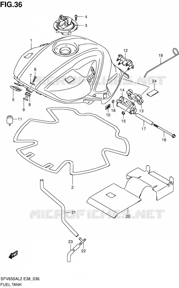 RESERVOIR D'ESSENCE Suzuki MOTO 650 GLADIUS 2012  SFV650A L2 (E38)