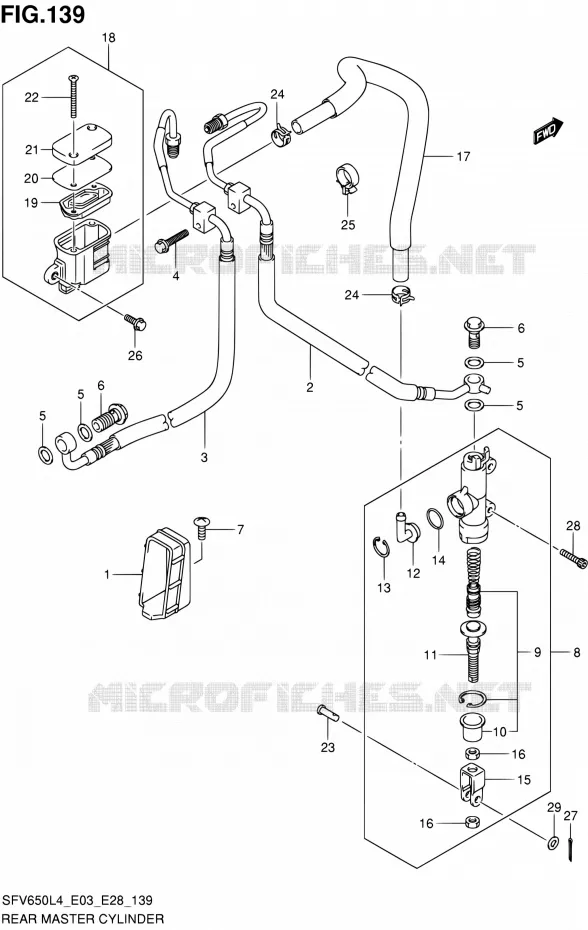 MAITRE CYLINDRE ARRIERE (SFV650AL4 E33) Suzuki MOTO 650 GLADIUS 2014  SFV650A L4 (E03,E28,E33)