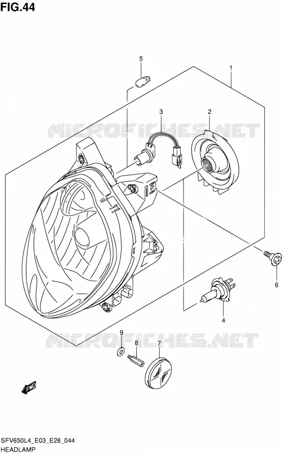 PHARE Suzuki MOTO 650 GLADIUS 2014  SFV650A L4 (E03,E28,E33)