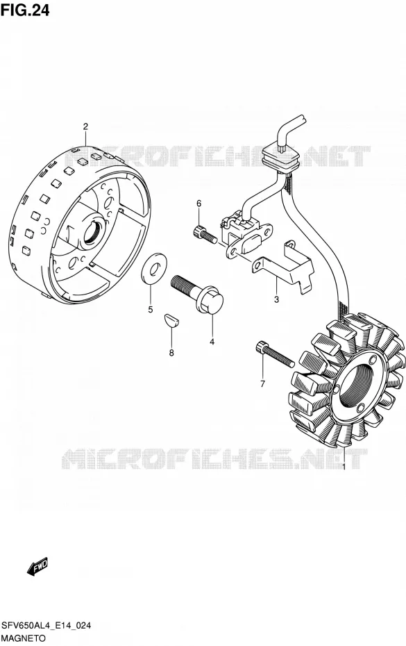 ALLUMAGE ROTOR - STATOR Suzuki MOTO 650 GLADIUS 2014  SFV650A L4 (E14)