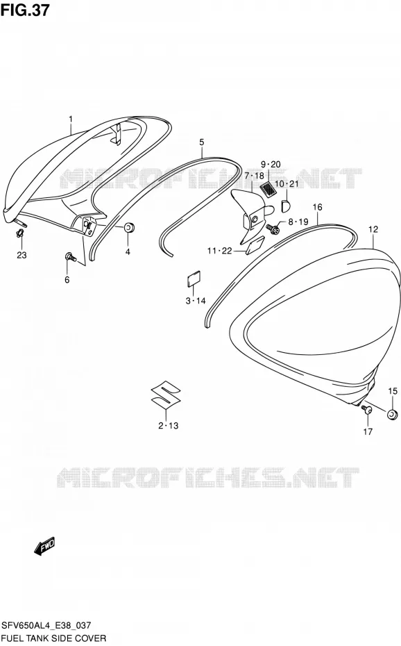 COUVRE RESERVOIR Suzuki MOTO 650 GLADIUS 2014  SFV650A L4 (E38)