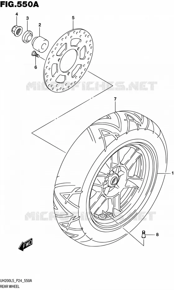 ROUE ARRIERE Suzuki SCOOTER 200 BURGMAN 2015  UH200 L5 (P24)