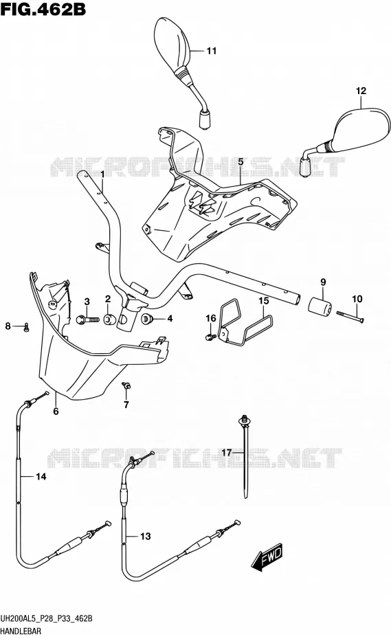 GUIDON (UH200AL5 P33) Suzuki SCOOTER 200 BURGMAN 2015  UH200A L5 (P28,P33)