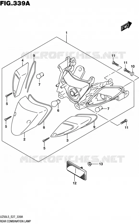 FEU ARRIERE Suzuki SCOOTER 50 UZ 2015  UZ50 L5 (E27)