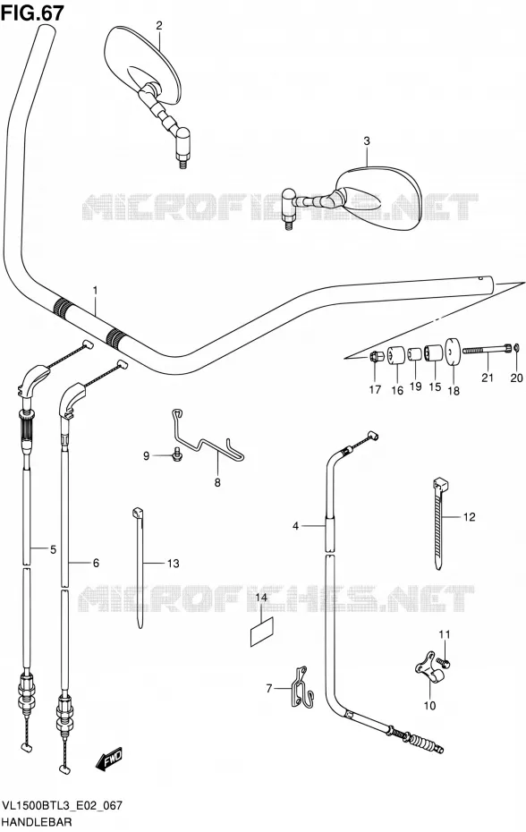 GUIDON (VL1500BTL3 E02) Suzuki MOTO 1500 INTRUDER 2013  VL1500BT L3 (E24)