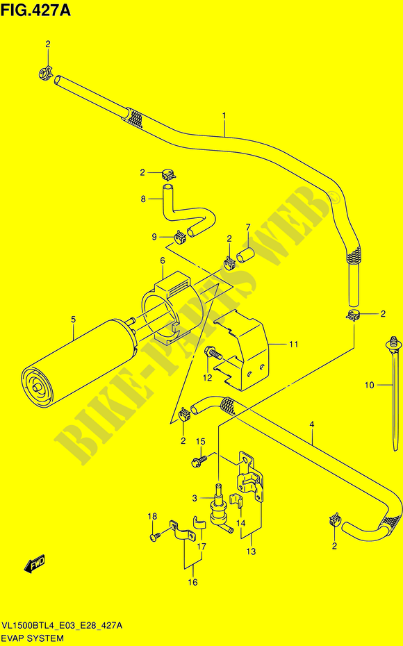 SYSTÈME DE RECYCLAGE VAPEURS CARBURANT (VL1500BTL4 E33) pour Suzuki BOULEVARD 1500 2014