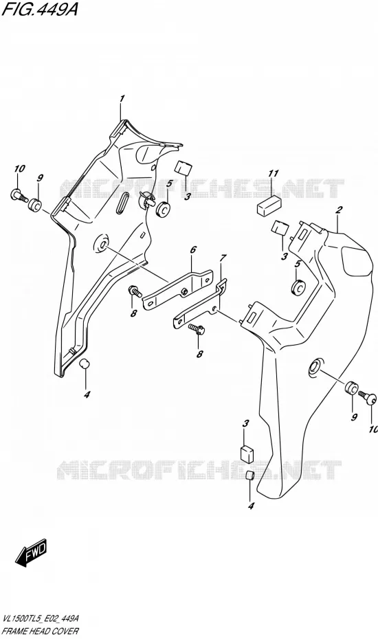 COUVERCLES DE CADRE AVANT Suzuki MOTO 1500 BOULEVARD 2015  VL1500T L5 (E19)