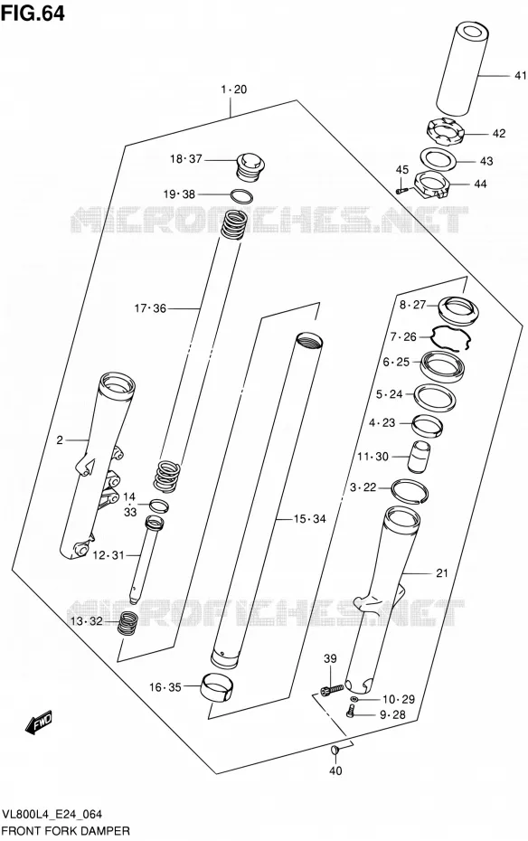 FOURCHE Suzuki MOTO 800 INTRUDER 2014  VL800 L4/VL800T L4