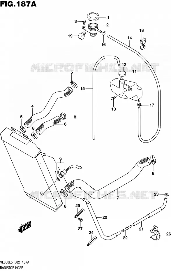 DURITE DE RADIATEUR (VL800L5 E02) Suzuki MOTO 800 INTRUDER 2015  VL800 L5 (E19)