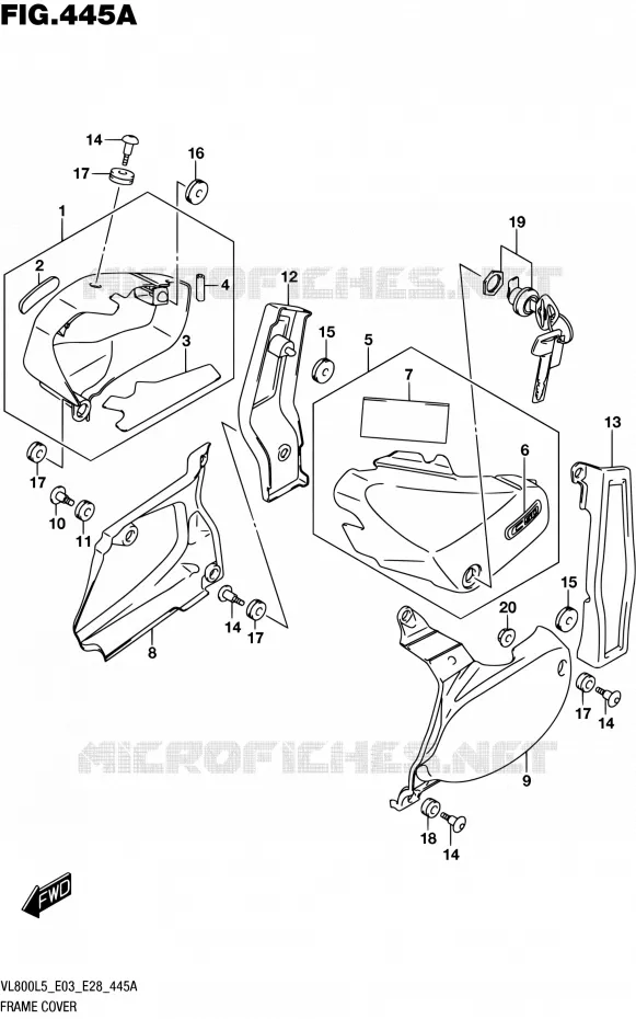CARENAGES ARRIERE (VL800L5 E03) Suzuki MOTO 800 BOULEVARD 2015  VL800 L5/VL800T L5