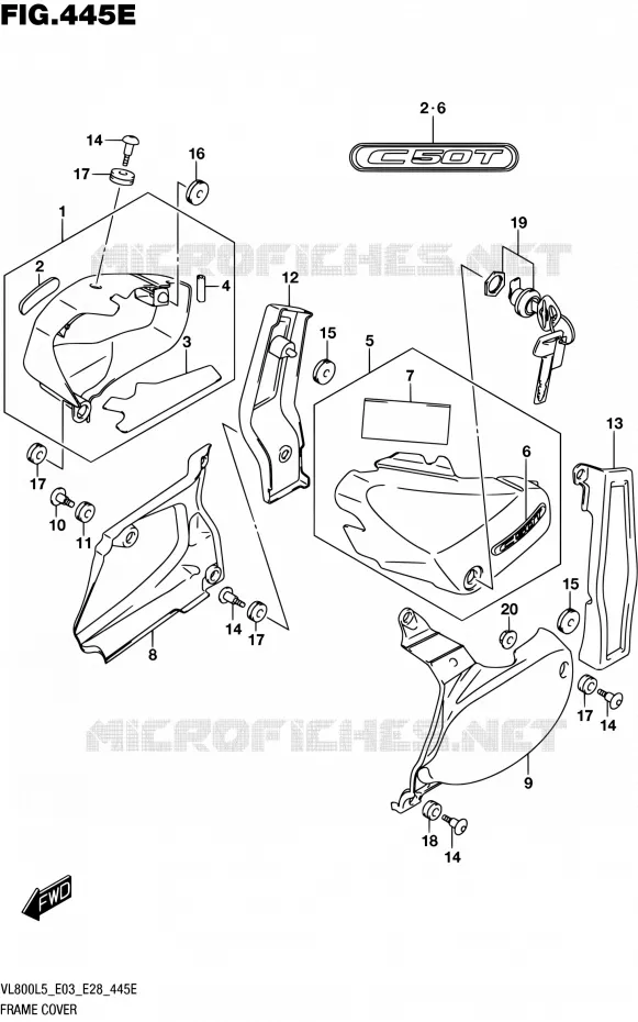CARENAGES ARRIERE (VL800TL5 E33) Suzuki MOTO 800 BOULEVARD 2015  VL800 L5/VL800T L5