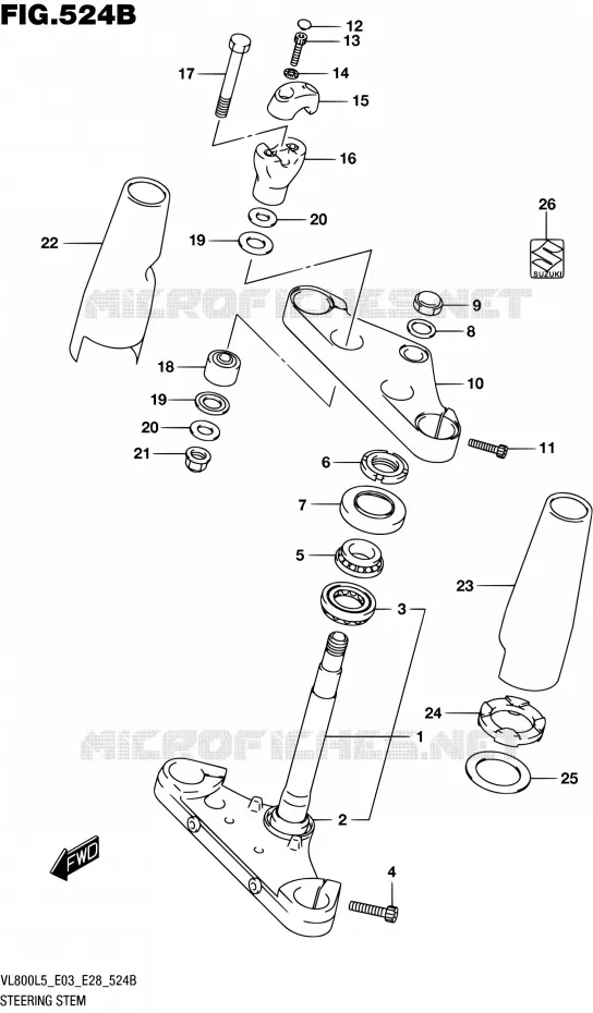 COLONNE DE DIRECTION (VL800L5 E33) Suzuki MOTO 800 BOULEVARD 2015  VL800 L5/VL800T L5
