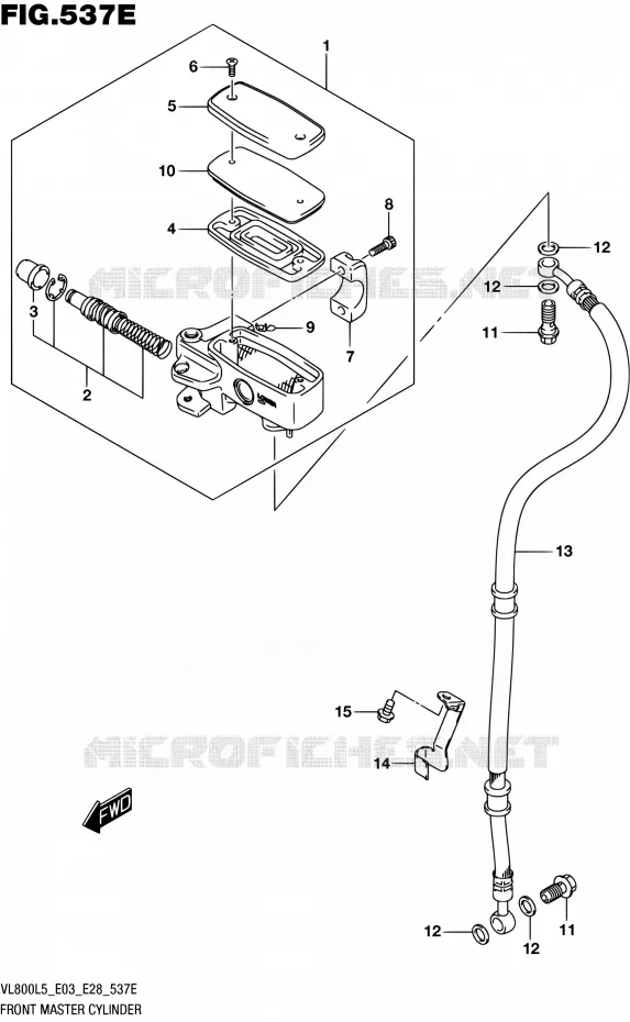 MAITRE CYLINDRE AVANT (VL800TL5 E33) Suzuki MOTO 800 BOULEVARD 2015  VL800 L5/VL800T L5
