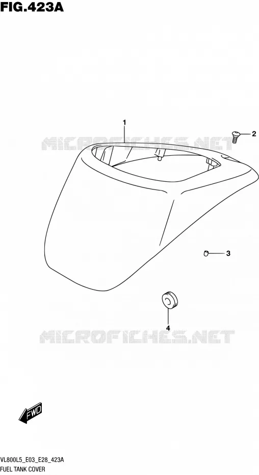 RESERVOIR D'ESSENCE - COUVERCLES (VL800L5 E03) Suzuki MOTO 800 BOULEVARD 2015  VL800 L5/VL800T L5