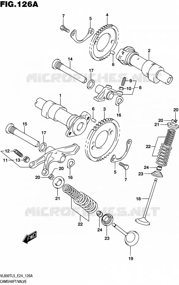 ARBRE A CAMES - VALVE Suzuki MOTO 800 BOULEVARD 2015  VL800T L5 (E24)