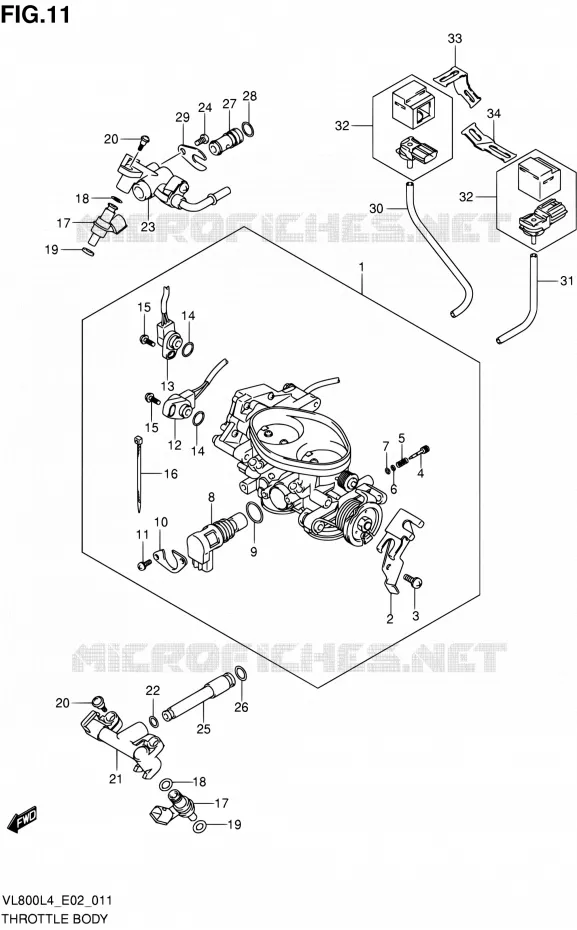 CORPS DE PAPILLON Suzuki MOTO 800 INTRUDER 2014  VL80UE L4 (E19)