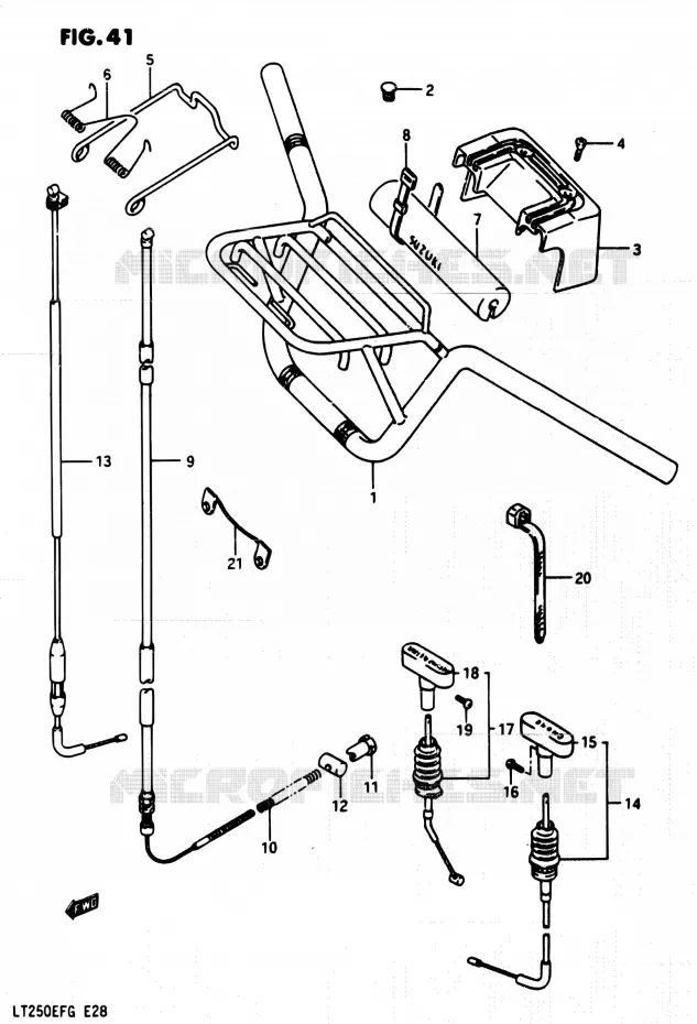 GUIDON - CABLES Suzuki QUAD 250 QUADRUNNER 1985  LT250EF H