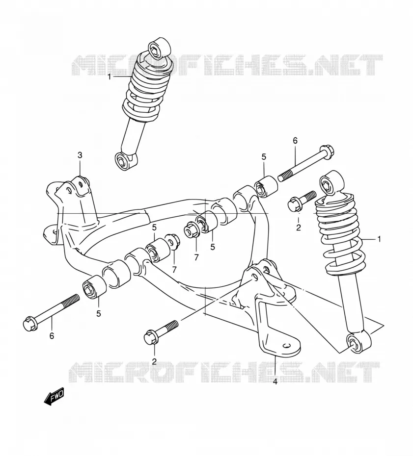 AMORTISSEUR - TRIANGLES Suzuki QUAD 80 QUADSPORT 2001  LT80 Y (P01,P02,P94)