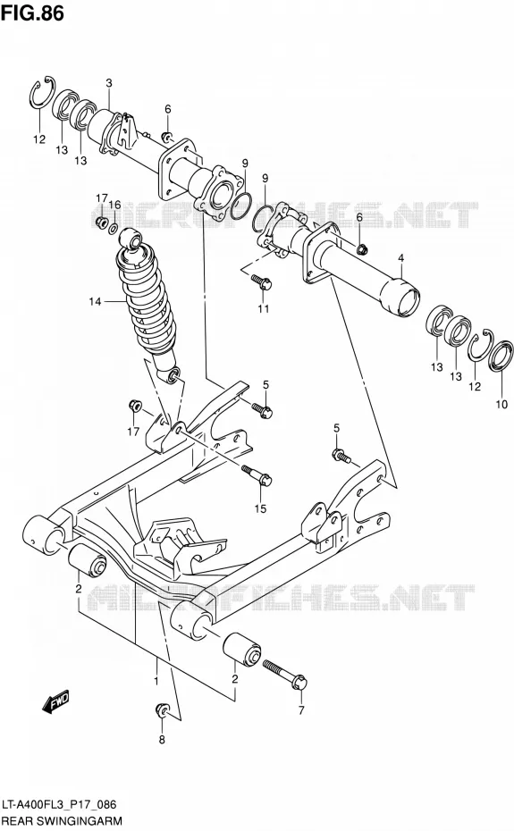 BRAS OSCILLANT ARRIERE Suzuki QUAD 400 KINGQUAD 2015  LT-A400F L3/LT-A400FZ L3 (P17,P24)