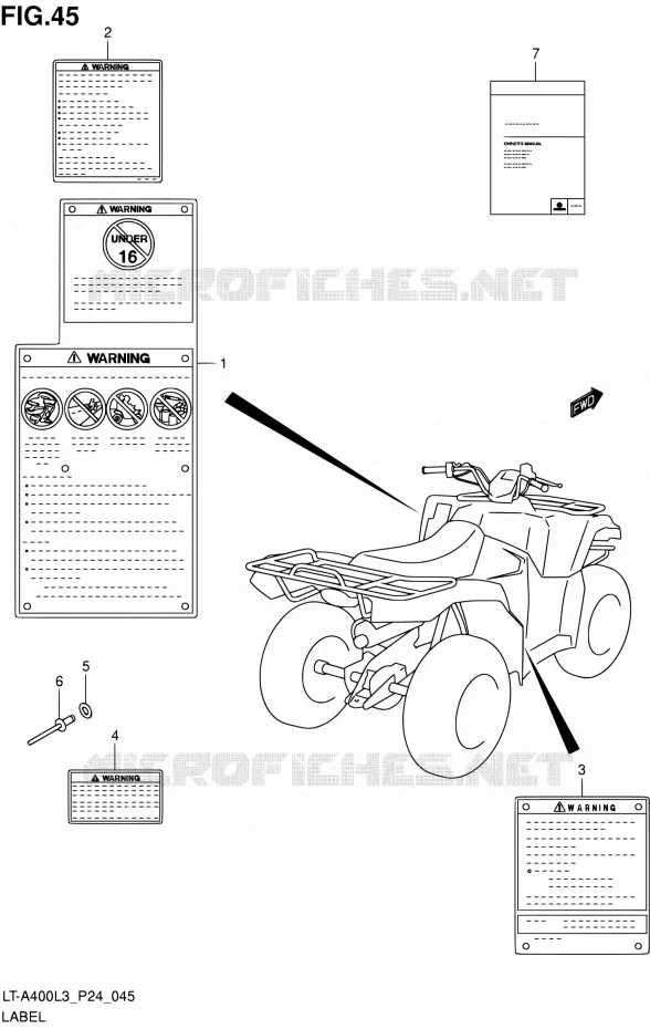 ETIQUETTE Suzuki QUAD 400 KINGQUAD 2013  LT-A400 L3 (P24)