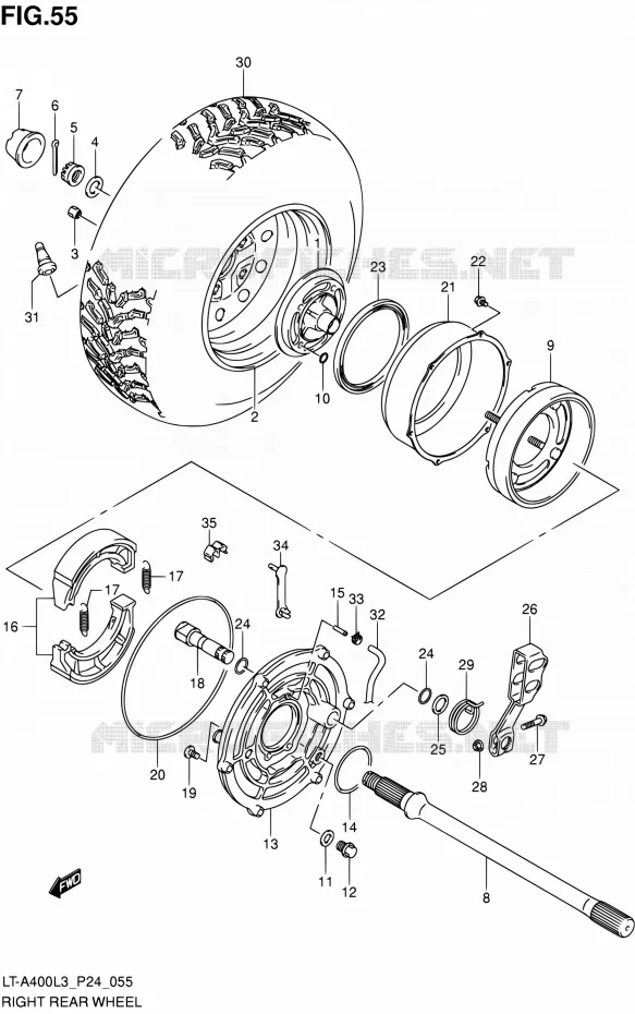 ROUE ARRIERE DROITE Suzuki QUAD 400 KINGQUAD 2013  LT-A400 L3 (P24)