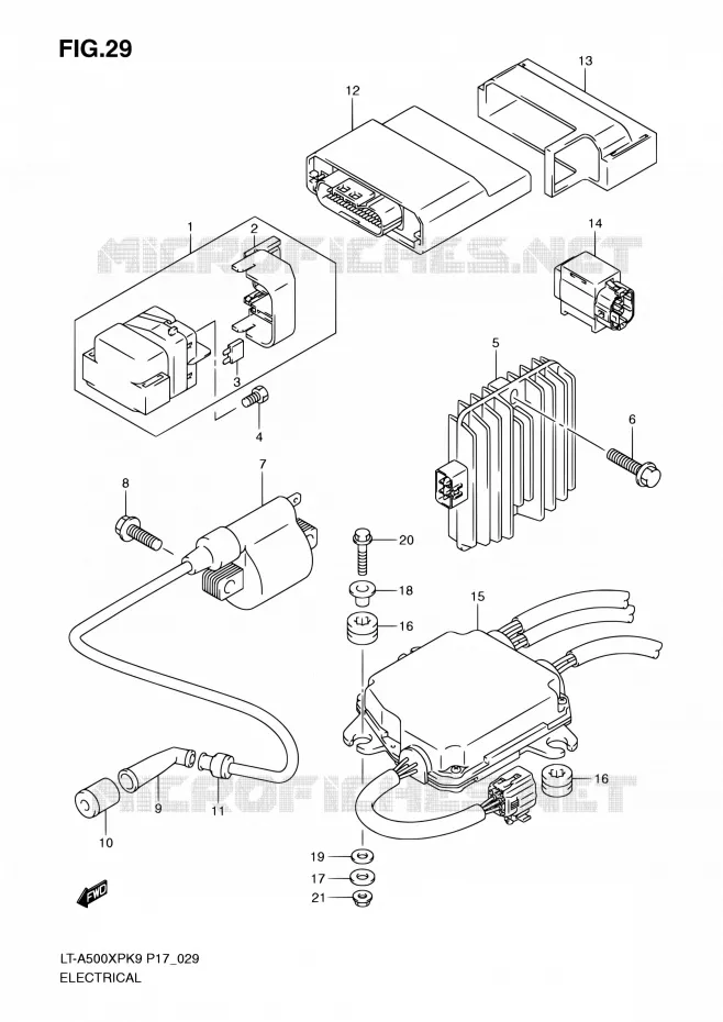 PARTIE ELECTRIQUE (LT-A500XPK9/XPZK9) Suzuki QUAD 500 KINGQUAD 2010  LT-A500XP L0 (P17,P24)